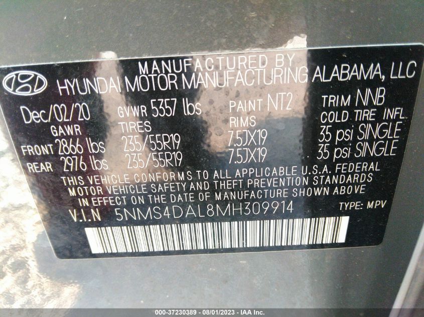 2021 HYUNDAI SANTA FE LIMITED - 5NMS4DAL8MH309914