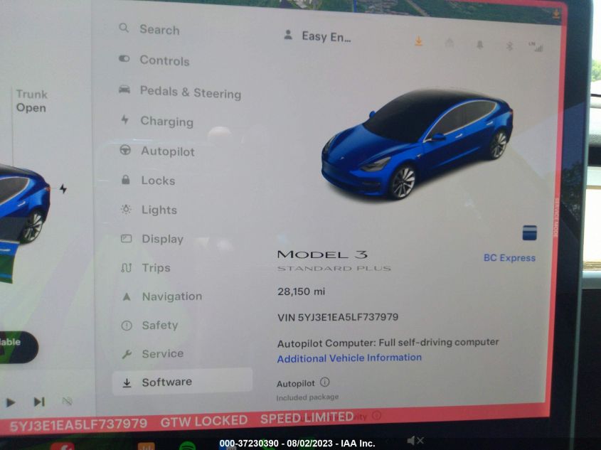 2020 TESLA MODEL 3 STANDARD RANGE - 5YJ3E1EA5LF737979