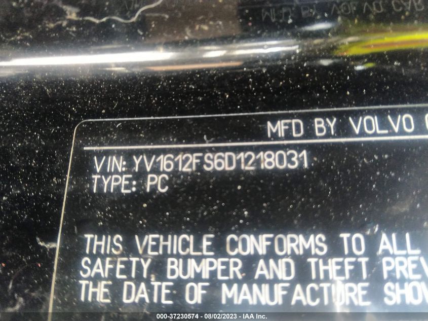 2013 VOLVO S60 T5 - YV1612FS6D1218031