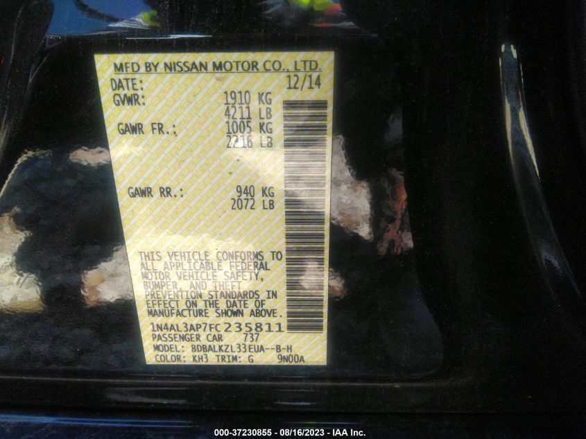2015 NISSAN ALTIMA 2.5 SV - 1N4AL3AP7FC235811