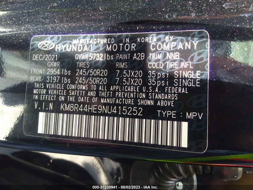 2022 HYUNDAI PALISADE SEL - KM8R44HE9NU415252