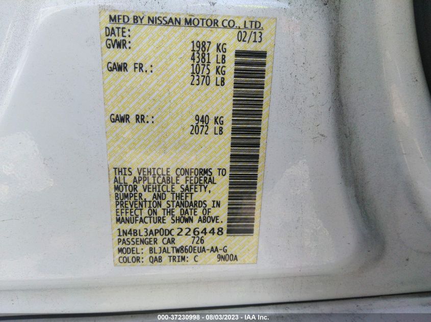 2013 NISSAN ALTIMA 3.5 SV - 1N4BL3AP0DC226448