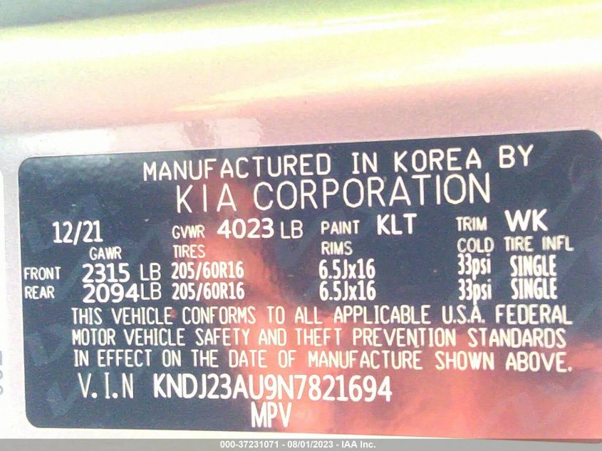 2022 KIA SOUL LX - KNDJ23AU9N7821694