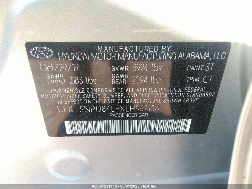 5NPD84LFXLH562156 Hyundai Elantra SEL/VALUE/LIMITED 9