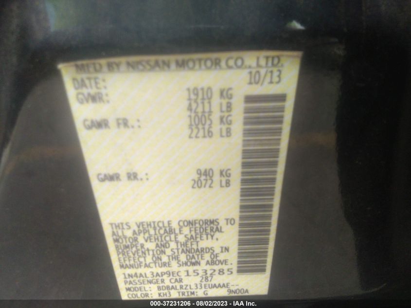 2014 NISSAN ALTIMA 2.5 S - 1N4AL3AP9EC153285