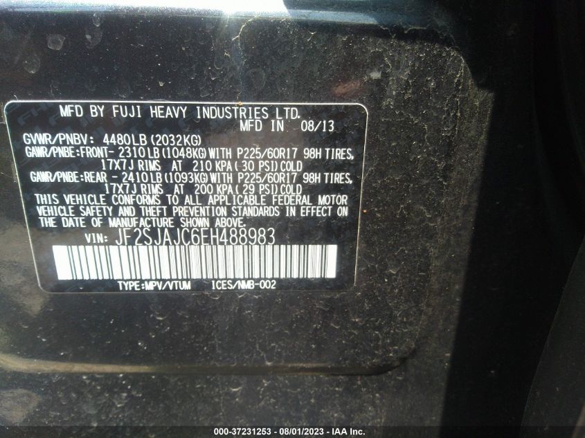 2014 SUBARU FORESTER 2.5I LIMITED - JF2SJAJC6EH488983