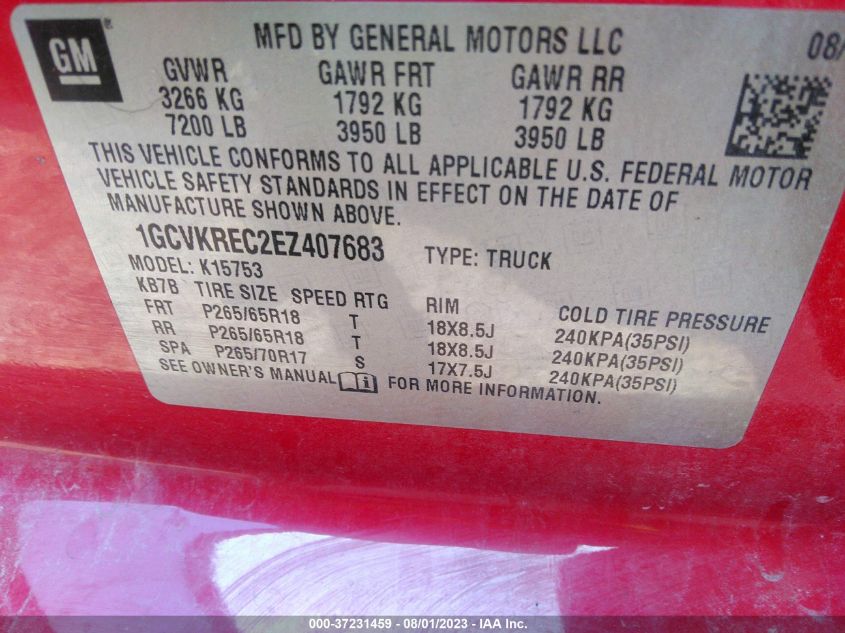 2014 CHEVROLET SILVERADO 1500 LT - 1GCVKREC2EZ407683