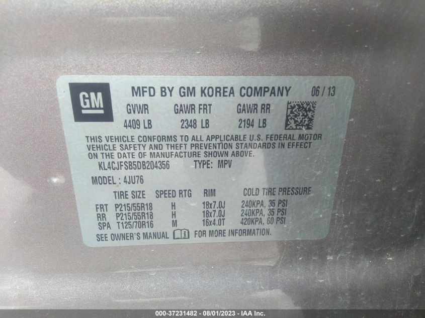 2013 BUICK ENCORE CONVENIENCE - KL4CJFSB5DB204356