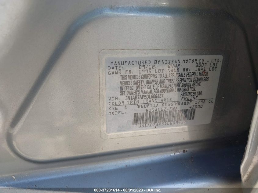 2013 NISSAN SENTRA SL - 3N1AB7AP5DL609437