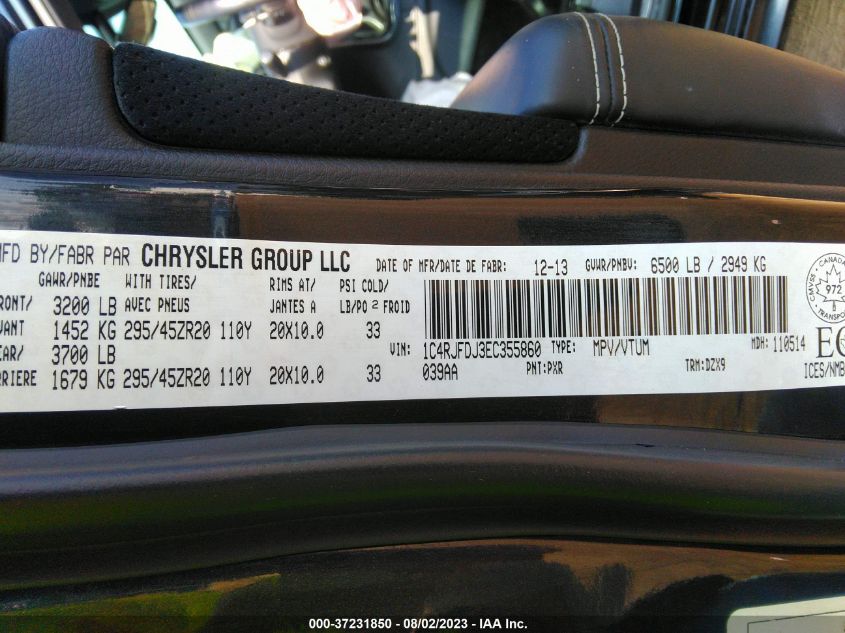 2014 JEEP GRAND CHEROKEE SRT8 - 1C4RJFDJ3EC355860
