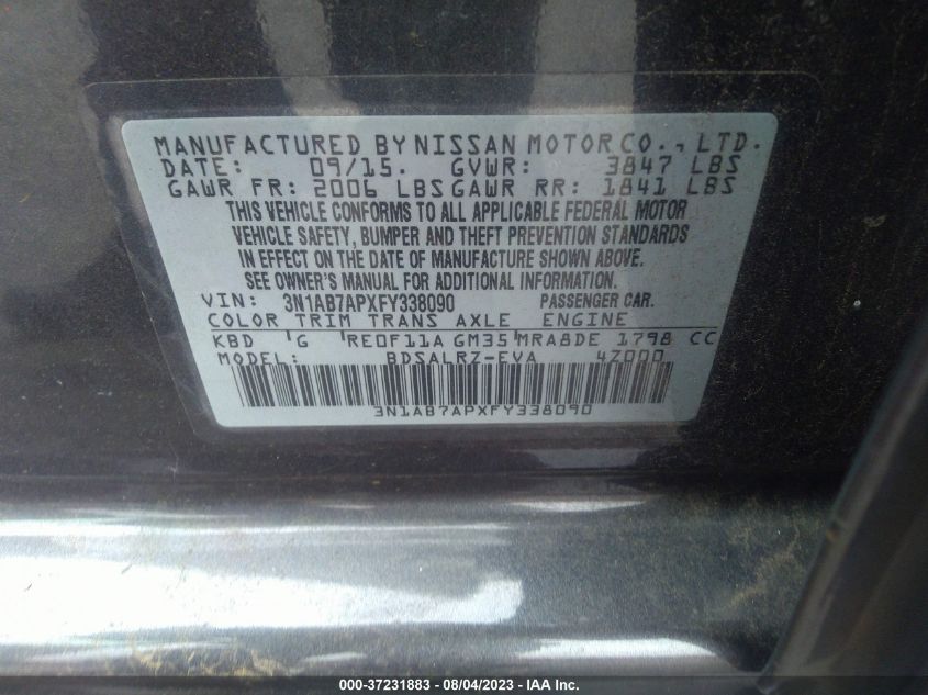 2015 NISSAN SENTRA SR - 3N1AB7APXFY338090