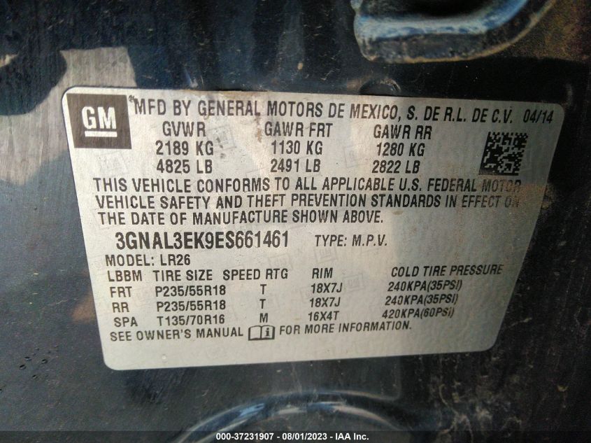 2014 CHEVROLET CAPTIVA SPORT FLEET LT - 3GNAL3EK9ES661461