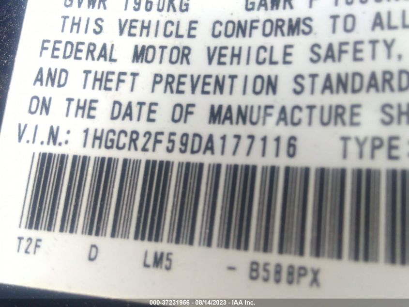 2013 HONDA ACCORD SDN SPORT - 1HGCR2F59DA177116