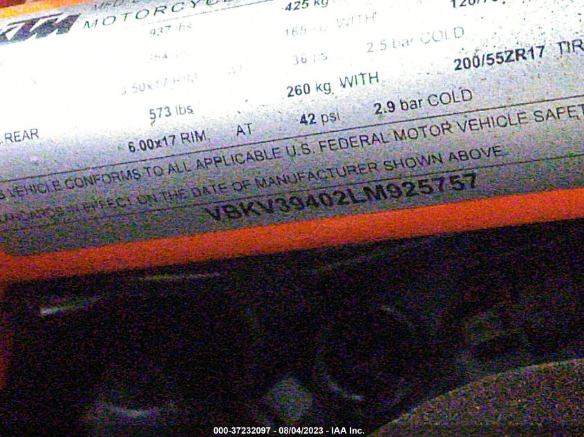2020 KTM 1290 SUPER DUKE R VBKV39402LM925757