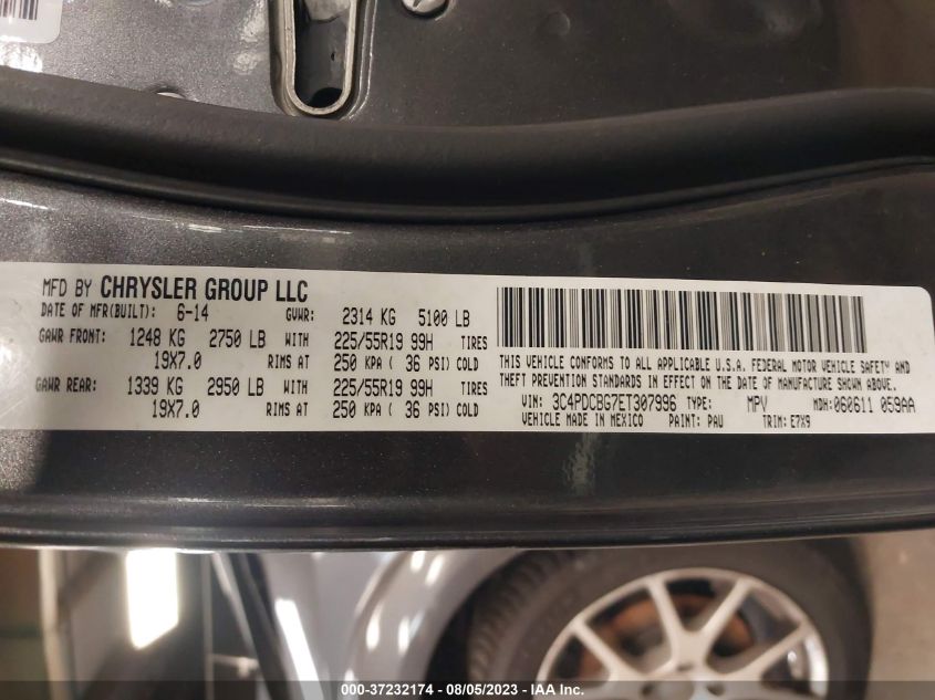 2014 DODGE JOURNEY SXT - 3C4PDCBG7ET307996