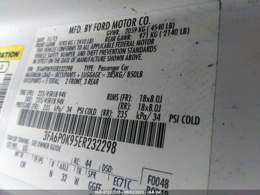 2014 FORD FUSION TITANIUM - 3FA6P0K95ER232298