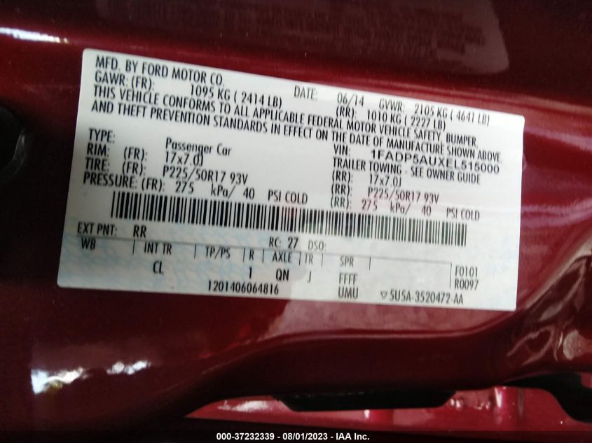 2014 FORD C-MAX HYBRID SE - 1FADP5AUXEL515000