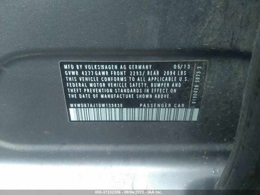 2013 VOLKSWAGEN GOLF - WVWDB7AJ1DW139830