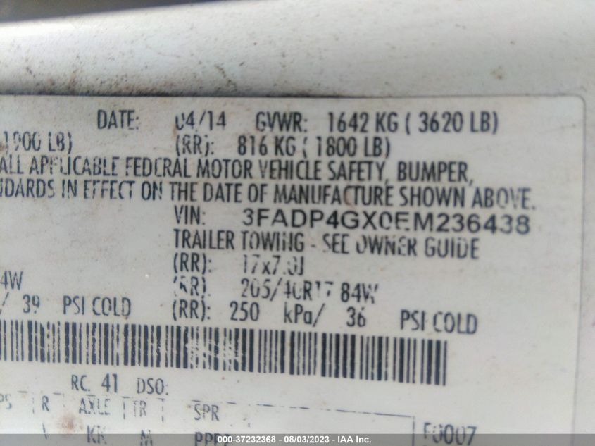 2014 FORD FIESTA ST - 3FADP4GX0EM236438