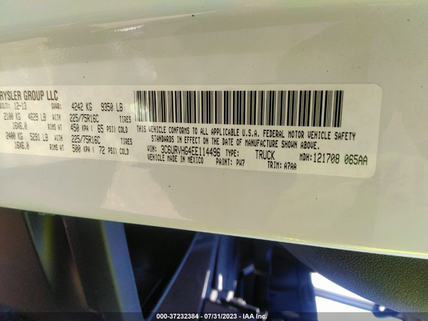 2014 RAM PROMASTER - 3C6URVHG4EE114496