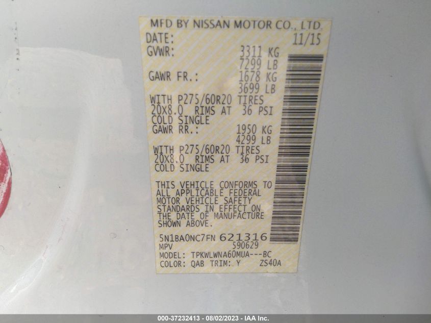 2015 NISSAN ARMADA PLATINUM - 5N1BA0NC7FN621316