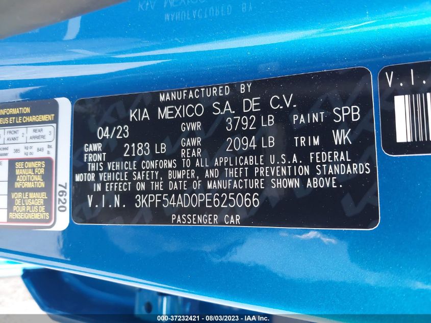 2023 KIA FORTE GT LINE - 3KPF54AD0PE625066