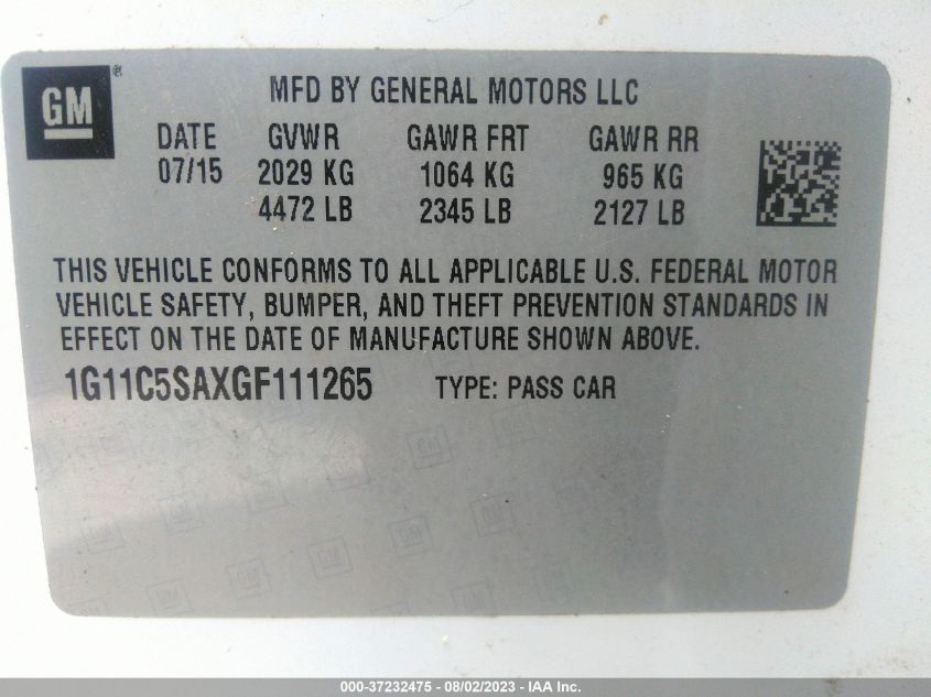 2016 CHEVROLET MALIBU LIMITED LT - 1G11C5SAXGF111265
