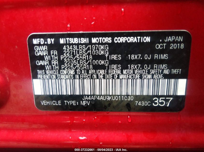 2019 MITSUBISHI OUTLANDER SPORT SE 2.0 - JA4AP4AU9KU011030