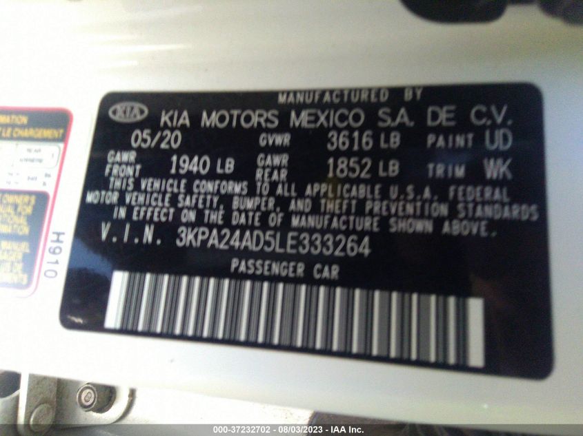 2020 KIA RIO S - 3KPA24AD5LE333264