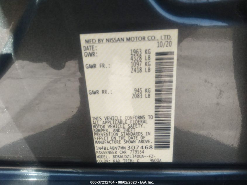 2021 NISSAN ALTIMA 2.5 S - 1N4BL4BV7MN307468