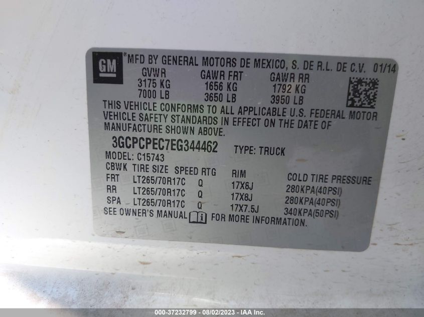 2014 CHEVROLET SILVERADO 1500 WORK TRUCK - 3GCPCPEC7EG344462