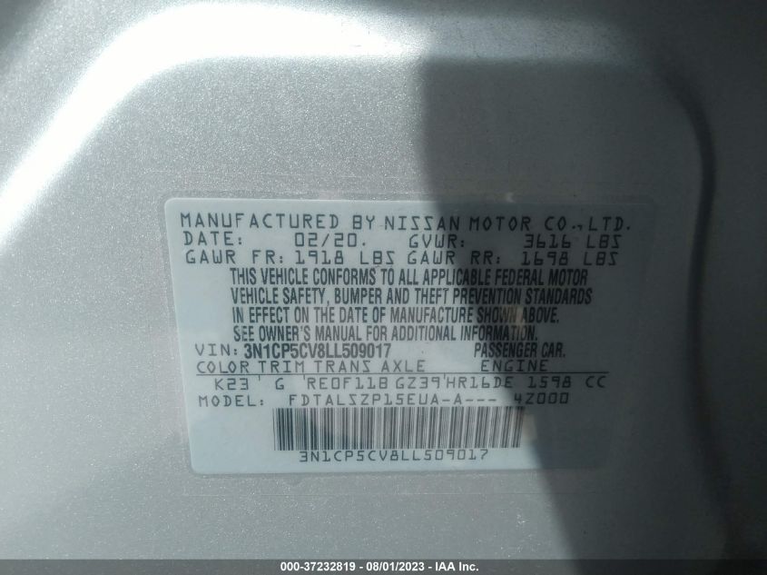 2020 NISSAN KICKS SV - 3N1CP5CV8LL509017
