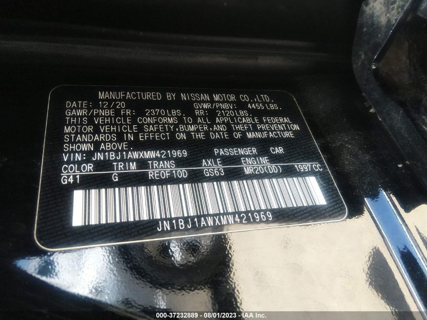 2021 NISSAN ROGUE SPORT S - JN1BJ1AWXMW421969