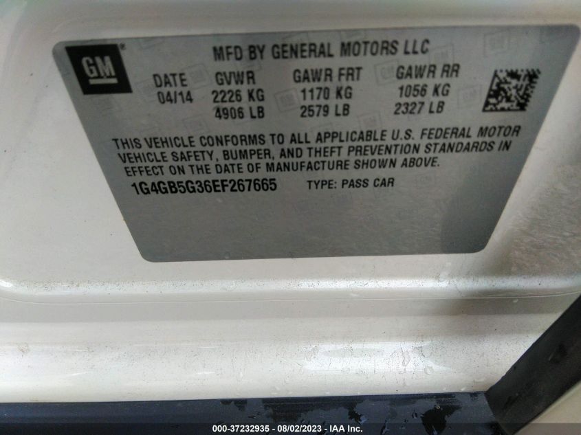 2014 BUICK LACROSSE LEATHER - 1G4GB5G36EF267665