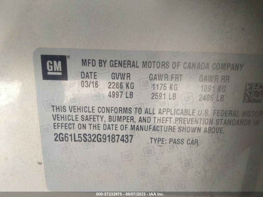 2016 CADILLAC XTS - 2G61L5S32G9187437