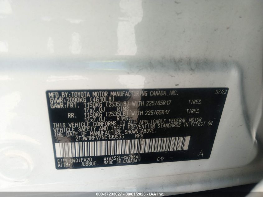 2022 TOYOTA RAV4 XLE - 2T3W1RFV7NC199535