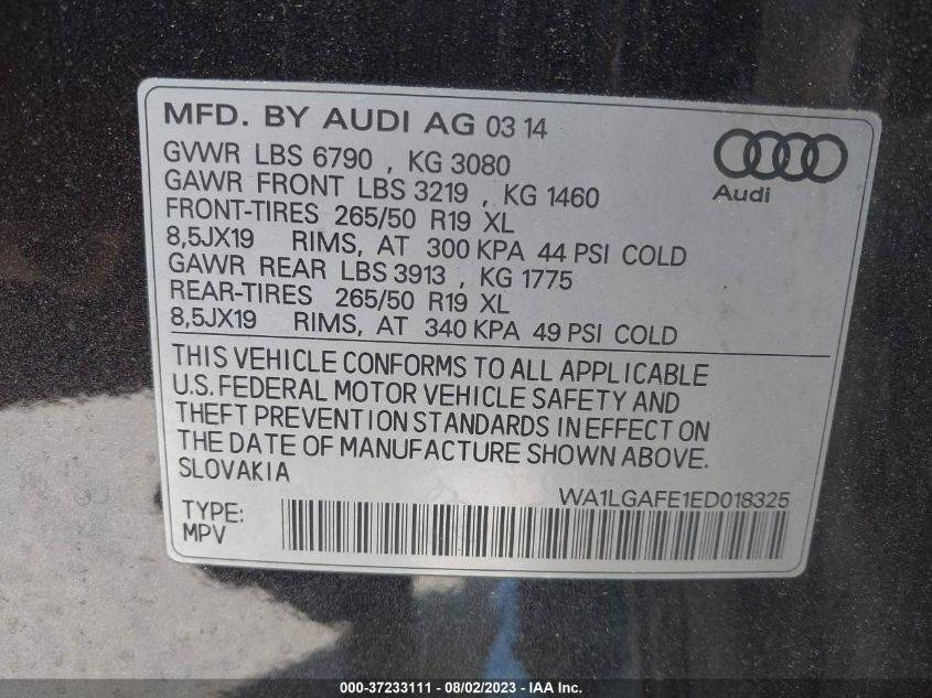 2014 AUDI Q7 3.0T PREMIUM PLUS - WA1LGAFE1ED018325