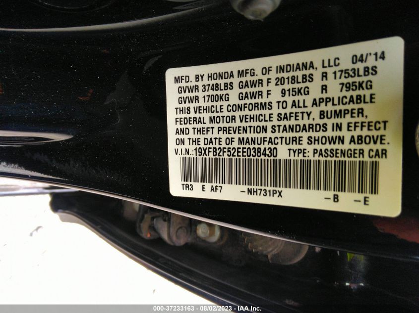 2014 HONDA CIVIC SEDAN LX - 19XFB2F52EE038430