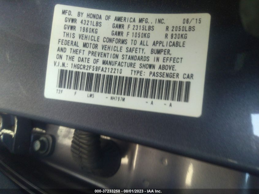2015 HONDA ACCORD SEDAN SPORT - 1HGCR2F59FA212210