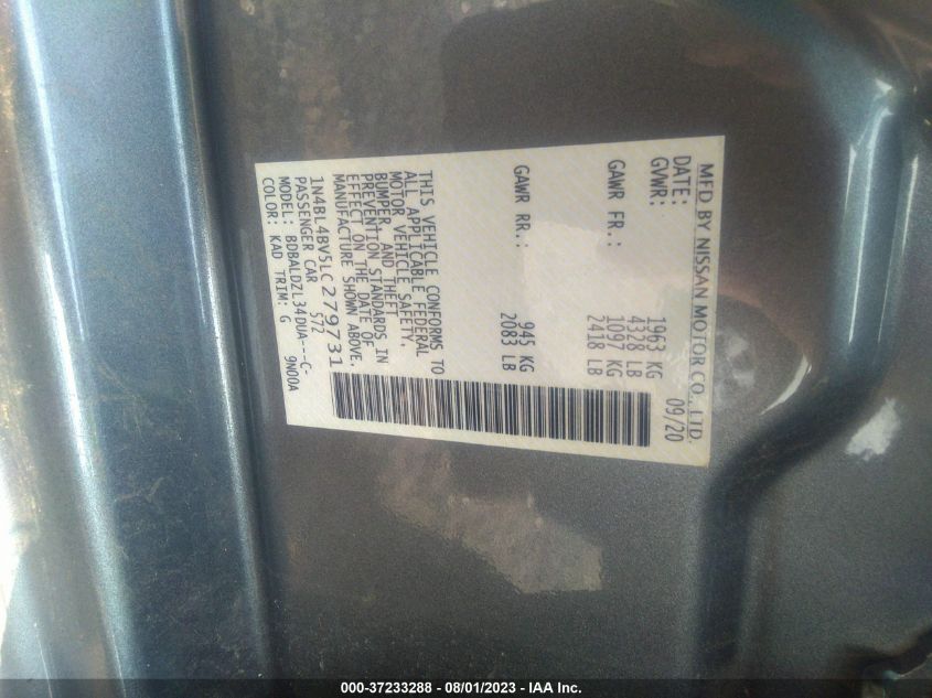 2020 NISSAN ALTIMA 2.5 S - 1N4BL4BV5LC279731