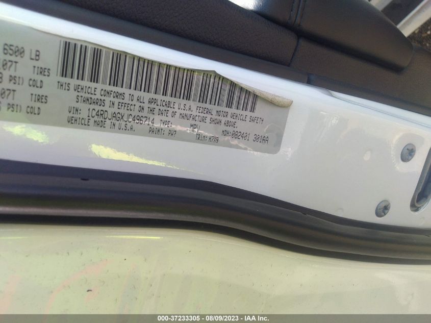 2018 DODGE DURANGO SXT - 1C4RDJAGXJC496714