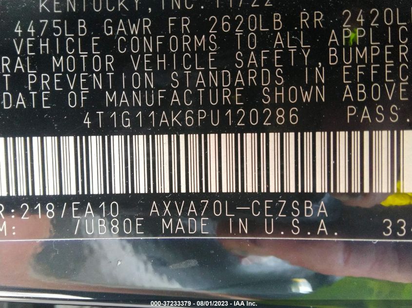 2023 TOYOTA CAMRY SE/SE NIGHTSHADE - 4T1G11AK6PU120286