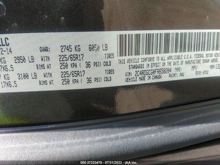 2015 DODGE GRAND CARAVAN SXT - 2C4RDGCG0FR658204