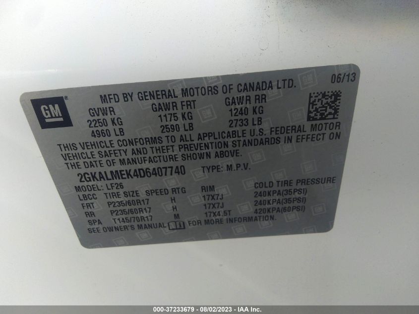 2013 GMC TERRAIN SLE - 2GKALMEK4D6407740