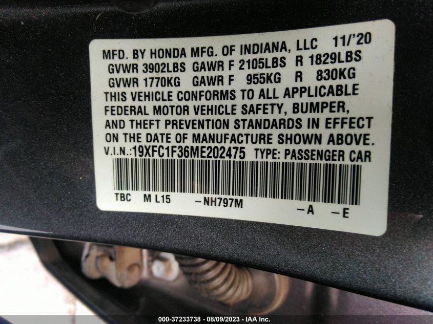 2021 HONDA CIVIC SEDAN EX - 19XFC1F36ME202475