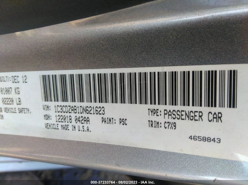 2013 DODGE AVENGER SE - 1C3CDZAB1DN621623