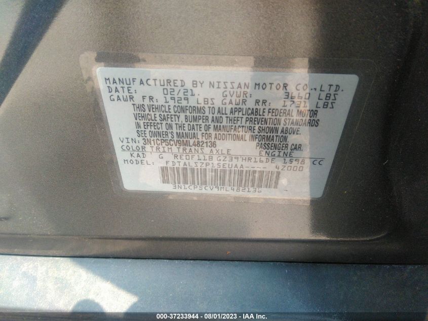 2021 NISSAN KICKS SV - 3N1CP5CV9ML482136