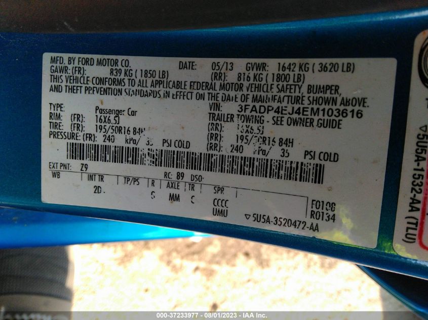 2014 FORD FIESTA SE - 3FADP4EJ4EM103616