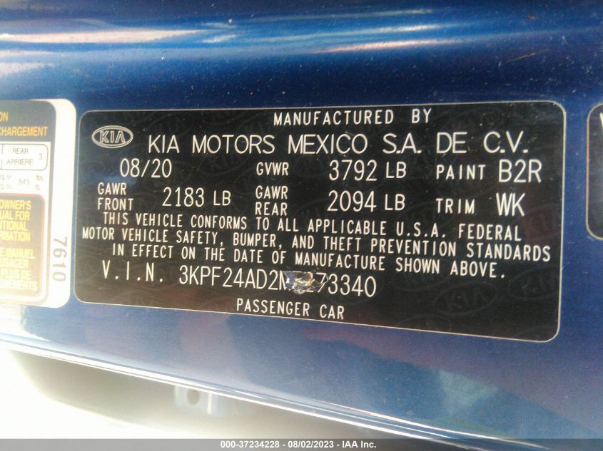 2021 KIA FORTE LXS - 3KPF24AD2ME273340