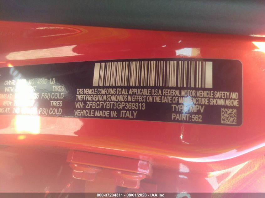 2016 FIAT 500X EASY - ZFBCFYBT3GP369313